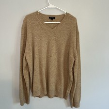 Club Room Men's 100 Lambswool Sweater Brown Sz L V Neck Office Classic Preppy