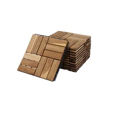 12x12 Square Acacia Hardwood Deck Tiles, Easy DIY Outdoor Flooring, -Resistant