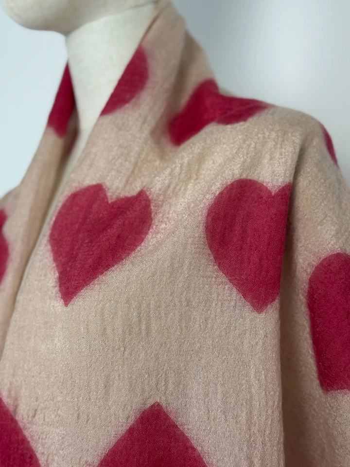 Becksondergaard Hearts Scarf Wrap Shawl Large Wool Silk - Image 3 of 4