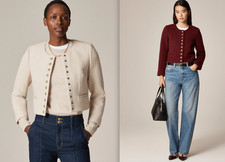 NWT J.Crew 268 Bridgette lady jacket in tweed, Natural, Wilshire Red, Sz 6