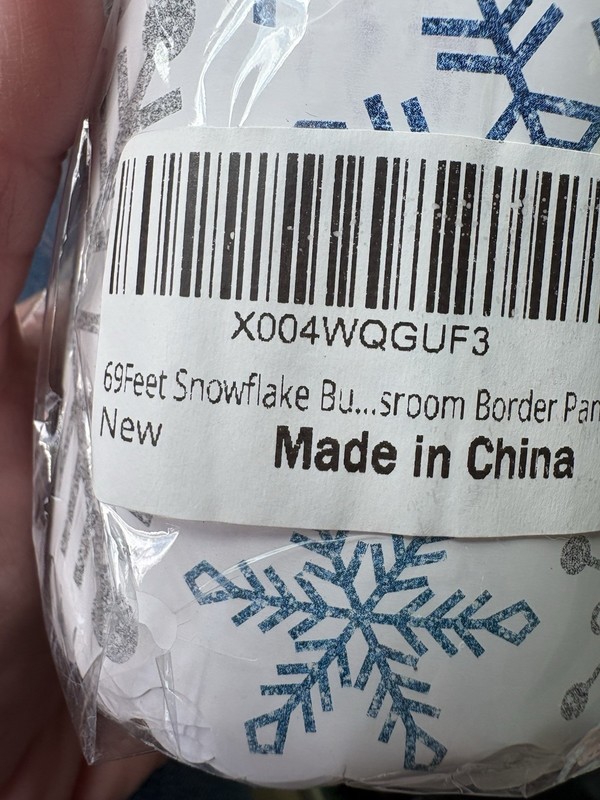 69 ft Snowflake Bulletin Board Paper Roll Paper Single-Sided White Blue Silver
