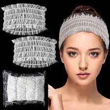 Chuangdi 100 Pieces Disposable Spa Headbands Soft Non-woven Facial Hair White