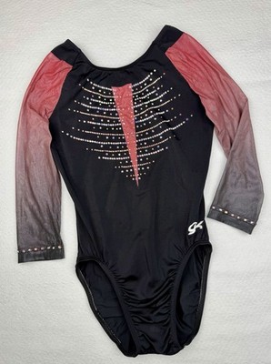 GK ELITE Leotard Gymnastics COMPETITION Bling RHINESTONES Ombre Mesh USA Size AL