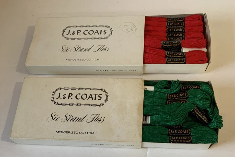 Vtg Lot 5 Boxes New J. & P. Coats Embroidery Six Strand Floss Red #141 Green #28 - Image 3 of 3