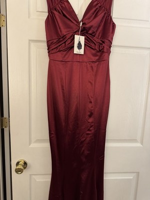 Designer Muxxn Boutique Ruby  Long Satin Dress New With Tags