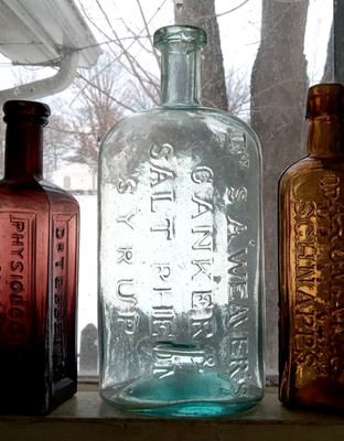 1860s DR.S.A.WEAVERS CANKER & SALT RHEUM SYRUP APPLIED LIP BIG BOTTLE