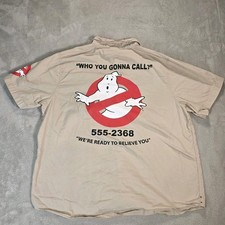 Camisa abotonada Ghostbusters Spirit Hombre XL Beige Disfraz de Halloween Manga Corta