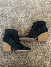 Kork Ease Lapra Black Suede Leather Ankle Wedge Boots Sz. 9 Western Classic