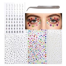 4 Sheets Face Gems Self Adhesive Body Jewels Face Gems and Pearls Rhinestones...
