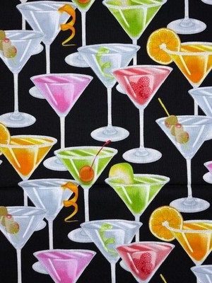 Cocktail Fabric Timeless Treasures with Glitter 6516 Cotton 44'' 1 Yard