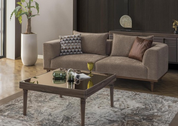 Dreisitzer Sofa 3 Sitzer Stoffsofa Polstersofa Grau Modern Stoff Neu-image