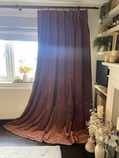 Beautiful Large Triple Pinch Pleat, Lined, Vintage Velvet Curtains Russet Colour
