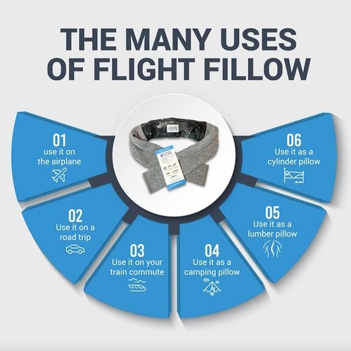 Stuffable Neck Pillow for Travel, Plane Long One Size, Black - Picture 8 of 9