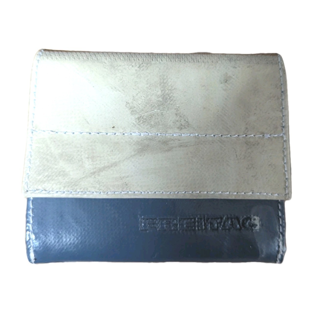 FREITAG F51 Unisex Wallet Cream & Blue Made From Recycled Transport Truck Tarps image 2
