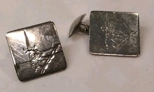 T.E Edinburgh Sterling Silver Antique 1912 Cufflinks Hand Engraved Hallmarked 