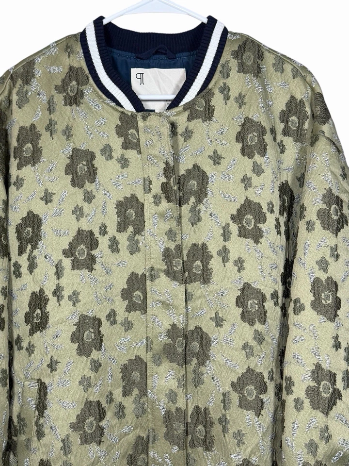 Chaqueta Bomber Pilcro Slouchy Floral Brocado Dorado Jacquard Anthropologie M Foto 3 de 4