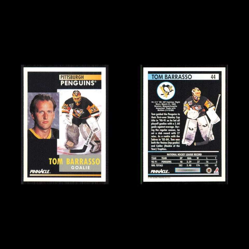 Tom Barrasso #44 1991 Pinnacle Pittsburgh Penguins Hockey Card NHL NM - Image 3 of 3