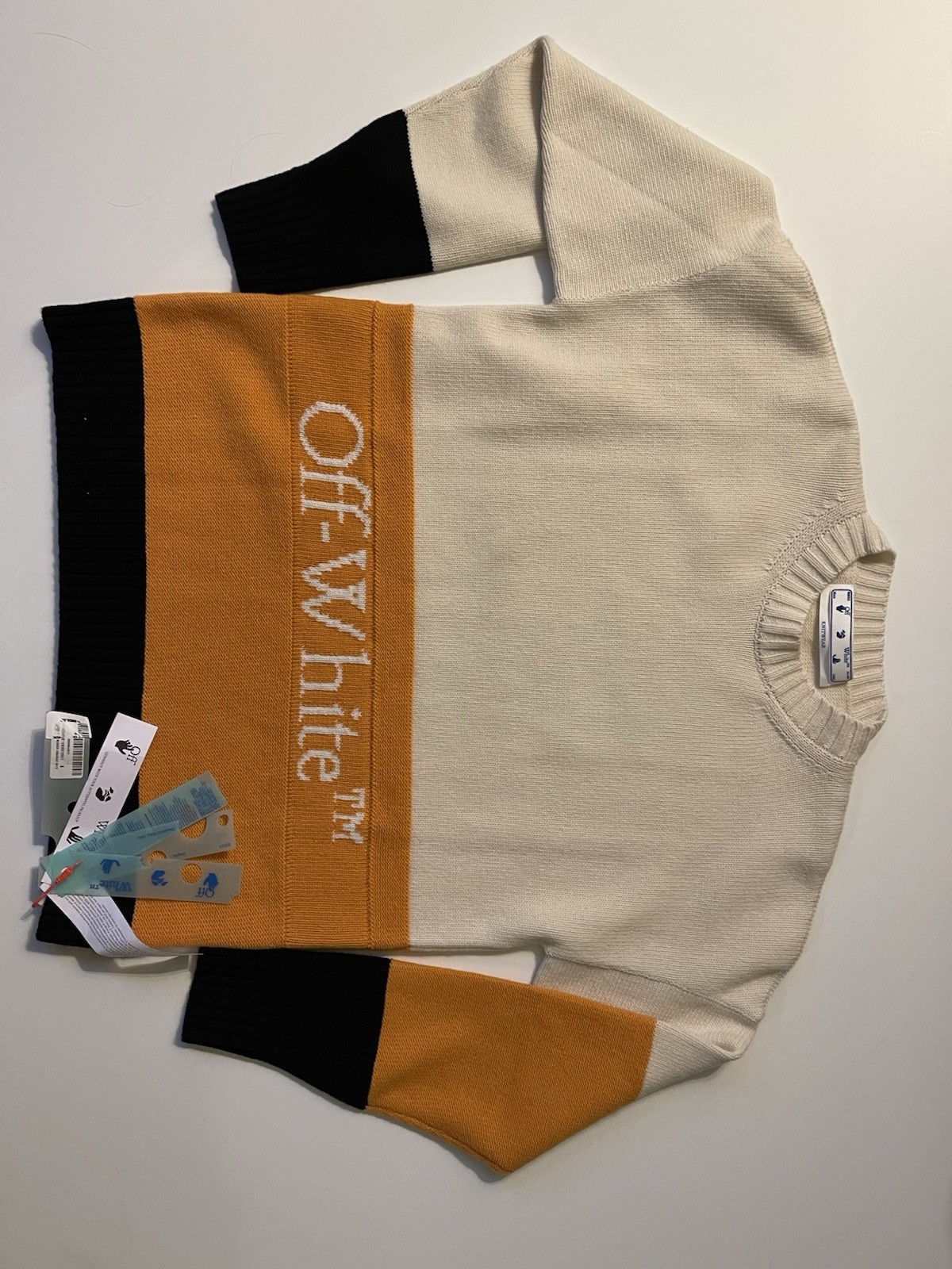 Off-White Colorblock Logo Wool Pullover Sweater B… - image 1