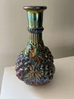 Rare Vintage Carnival Imperial Decanter Glass Figural Leaf & Berry Grape Purple