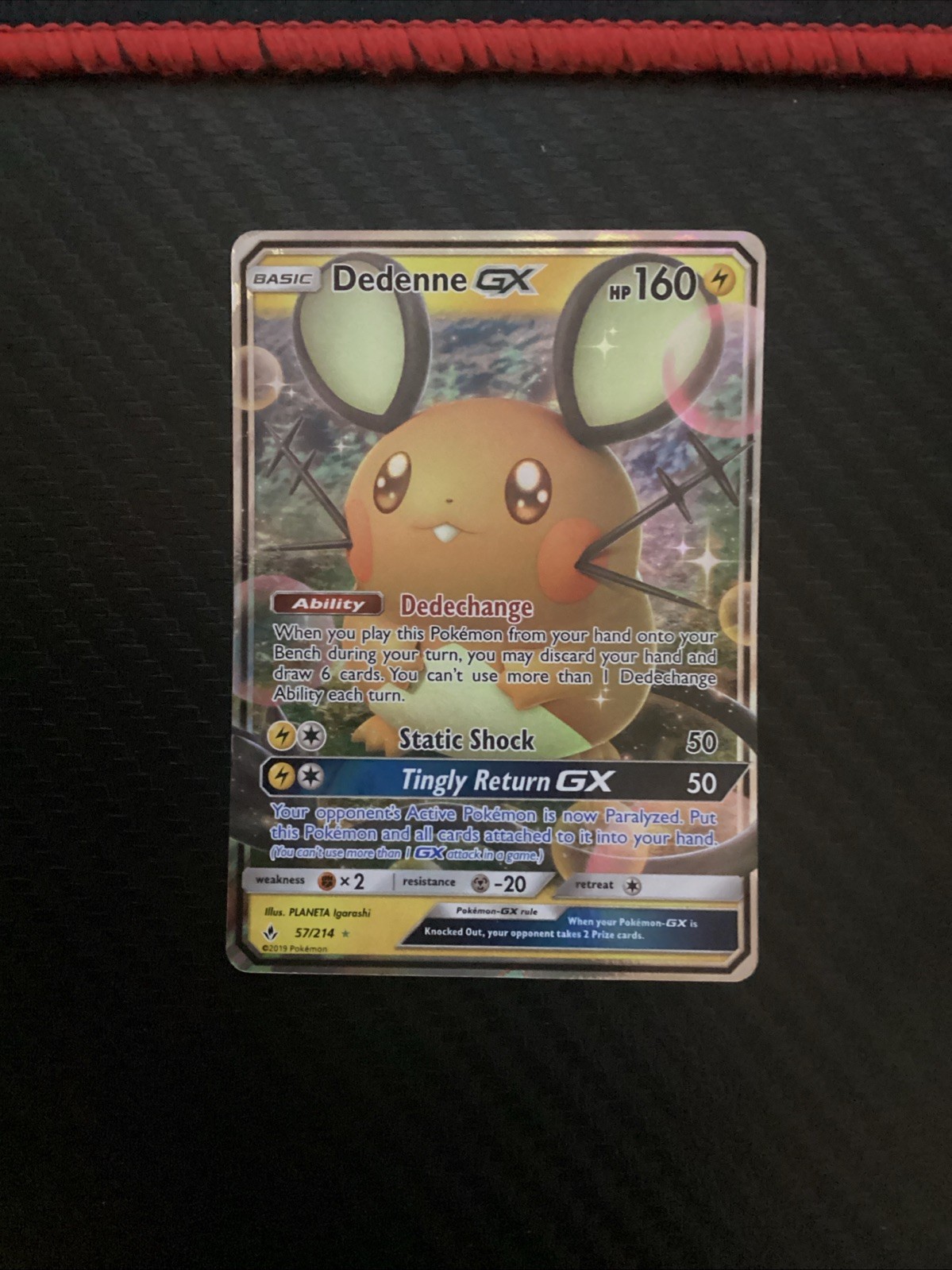 Dedenne GX 57/214 Full Art Ultra Rare - 2019 Pokemon Unbroken Bonds NM