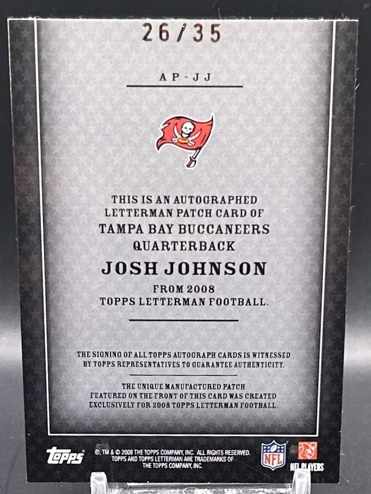 2008 Topps Letterman - Letterman Patch Auto Josh Johnson #LP-JJ LOT /9 /19/35 RC - Image 3 of 4