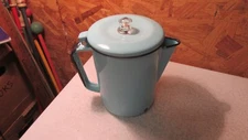Vintage Turquoise Enamelware Stove Top Coffee Pot