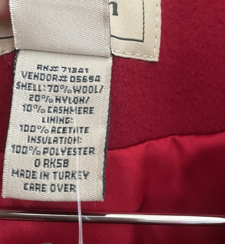 LL BEAN Size 18 Women’s Vintage Red Wool Cashmere Peacoat Thinsulate Insulation - Picture 7 of 12