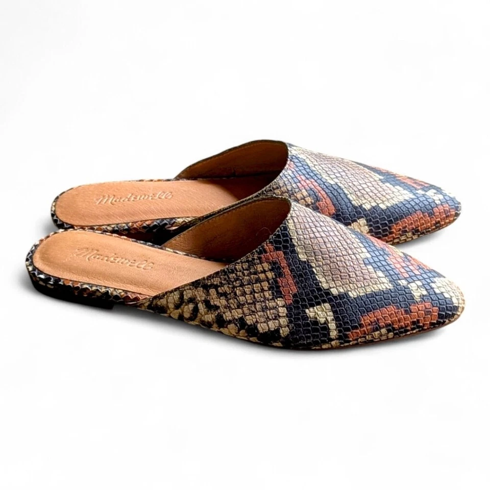 Zapatos para mujer MADEWELL Remi Mules serpiente cuero en relieve talla 8 grafito Foto 3 de 4