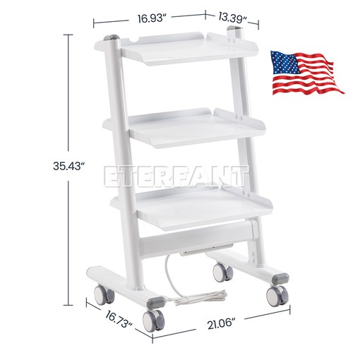 Dental 3 Layers Medical Trolley Cart Mobile Instrument Tool with Built-in Socket - Picture 26 of 45