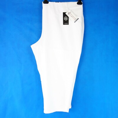 Pants KJBRAND White Womens Straight Plus Size Wide Thigh Susie 7/8 New