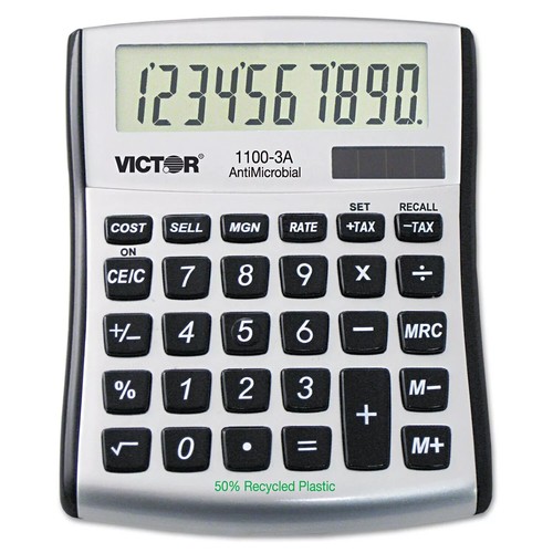 Victor 1100-3A Antimicrobial Compact Desktop Calculator 10-Digit LCD 11003A NEW! - Picture 2 of 2