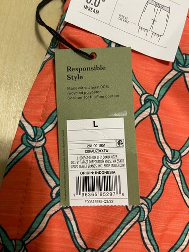 Goodfellow Men's 9" Board Swim Trunks Orange Large Shorts Ocean Beach UPF 50+ - Picture 4 of 10