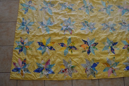 Vintage 8 Point Star Quick Quilt Handmade Farmhouse Blanket *Sun Damaged - Picture 2 of 21
