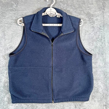 Eddie Bauer Polartec Fleece Vest Mens Large Navy Blue Full Zip Cozy Core GUC