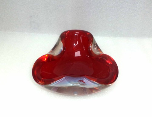MURANO VENETIAN BARBINI RED AND OPALINE ART GLASS BOWL VASE - Picture 4 of 7