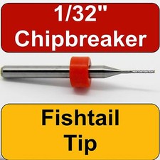 1/32" Router - Carbide - Chip Breaker Flutes - Fishtail Tip Up Cut | CNC PCB N