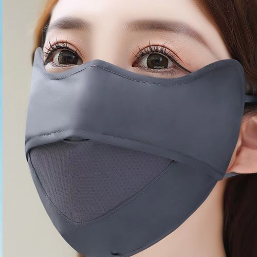 Bufanda facial de color liso protector solar elástico velo moda cubierta facial pesca - Imagen 6 de 15