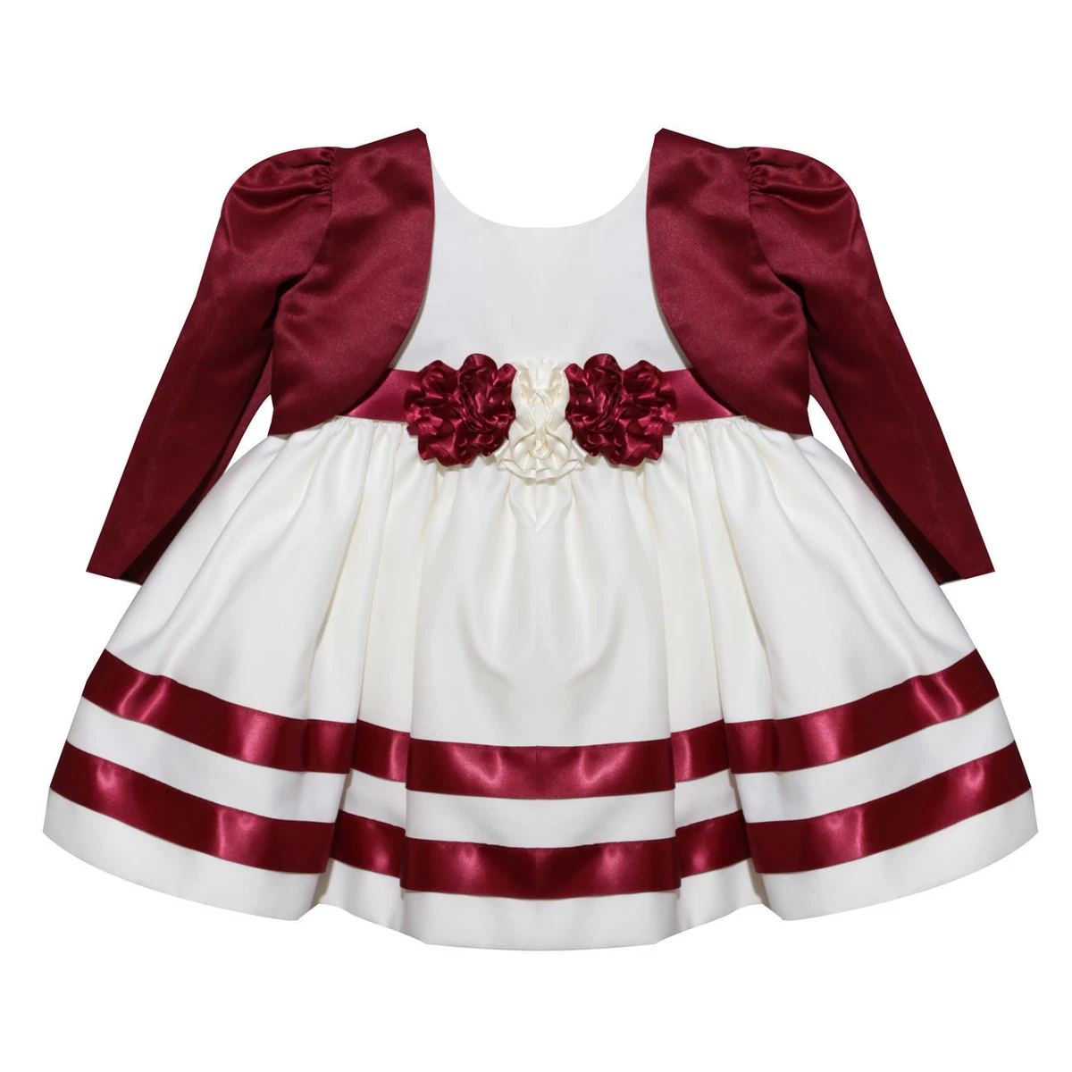 Visara Girls Burgundy Rosebud Dress With Bolero Jacket Sizes 0