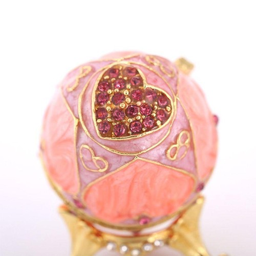 Portagioie Metallo Multicolore Uovo Faberge Piccolo Moderno Intagliato Smaltato Decorazione Regalo - Foto 16 di 17