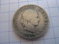 Schweiz 5 Rappen 1895 Helvetia sehr guter Zustand