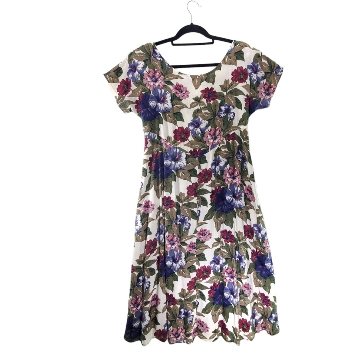 7/8 All That Jazz Midi Dress Plum Purple Floral Short Sleeve