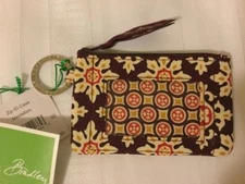 Vera Bradley Zip ID Coin Purse Case Medallion w/ Key Ring NWT