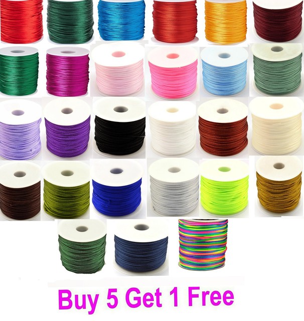 1mm 1.2mm 1.5mm 2mm 2.5mm Rattail Satin Nylon Cord Shamballa Kumihimo Macrame 1mm 1.2mm 1.5mm 2mm 2.5mm Rattail Satin Nylon Cord Shamballa Kumihimo Macrame