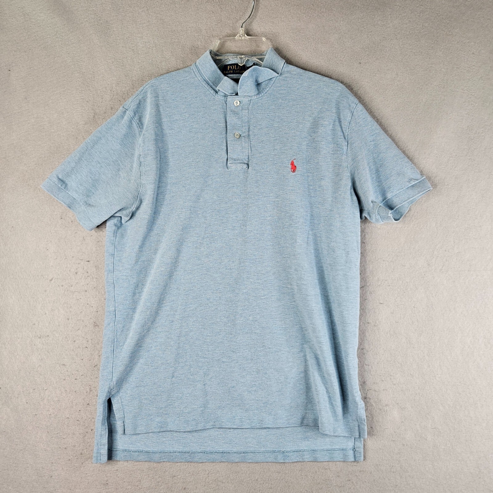 Polo Ralph Lauren Golf Camicia Uomo Grande Blu Chiaro Basic Rosso Pony Logo Tutti i Giorni