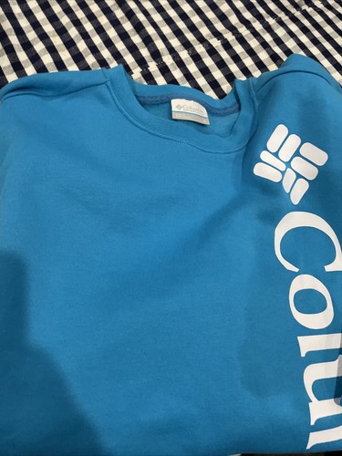 Columbia Men's Vertical Logo Trek Crew Sweatshirt Blue White Size L
