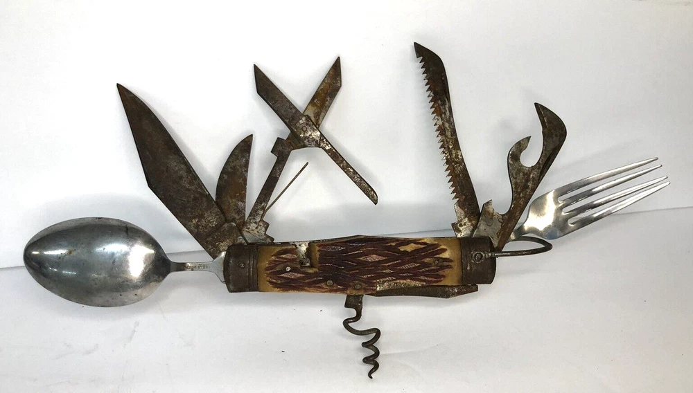 Multi-Tool Camping Camper Knife Survival Stainless Steel Vintage Boy Scout