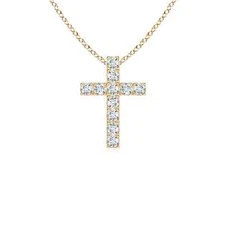 ANGARA 0.39 Ct Lab Grown Diamond Cross Pendant Necklace in 14K Solid Gold