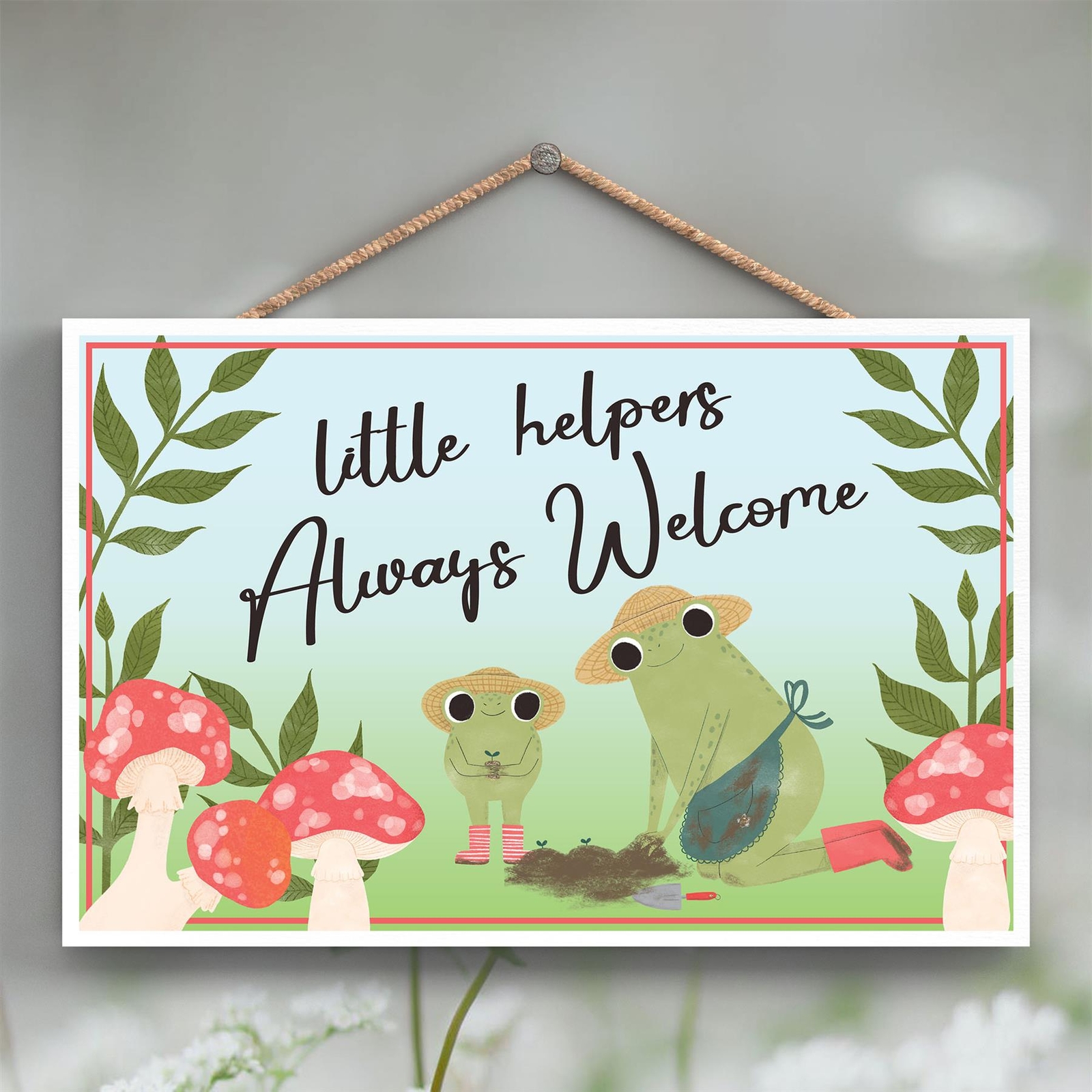 Little Helpers Welcome Grandma Gardening Frog Frogbert & Friends Wooden Plaque
