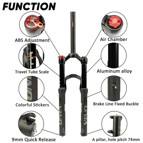 24" Kids Bike Air Suspension Fork Travel 120mm Disc Brake Thru Axle QR AM Fork - Picture 6 of 17