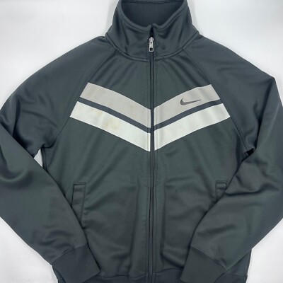 Nike Mens Fullzip Track Jacket Size M Gray Casual Athletic Sportwear Lightweight
